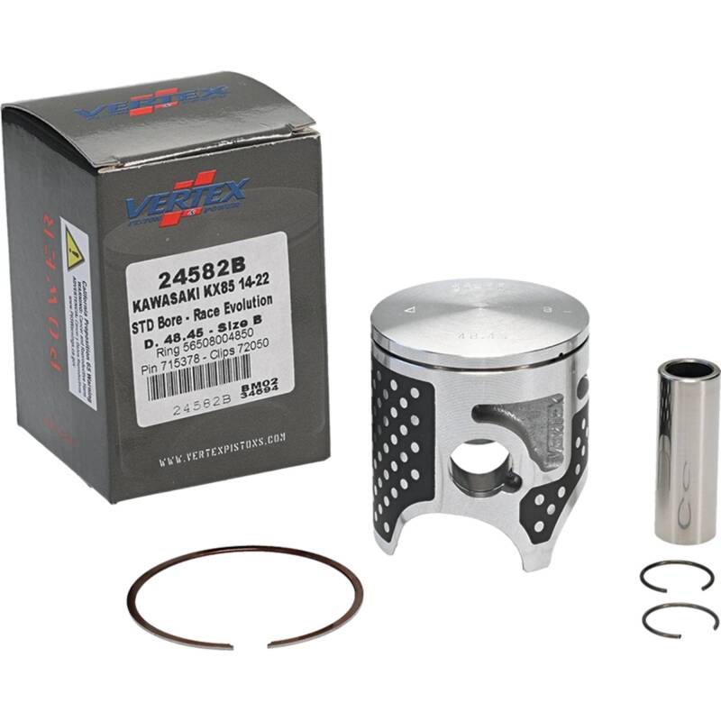 Vertex Pistons Vertex Piston 14-24 Kawasaki KX 85 85cc Cast Race Evolution Piston Kit 24582B 24582B Photo - Primary