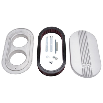 Edelbrock Air Cleaner, Classic Series, Oval, Aluminum Top, Cloth Element, 17.5 " 41199 Photo - Primary