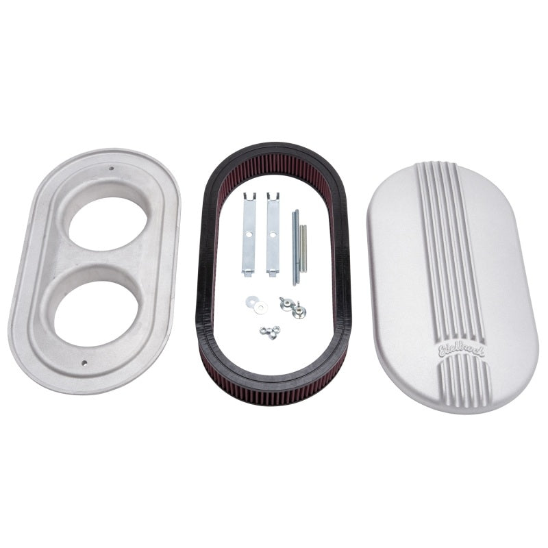 Edelbrock Air Cleaner, Classic Series, Oval, Aluminum Top, Cloth Element, 17.5 " 41199 Photo - Primary
