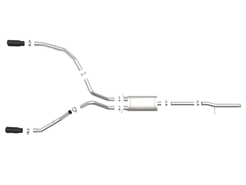 aFe Apollo GT Series 3 IN 409 SS Cat-Back Exhaust System w/ Black Tip GM Sierra 1500 09-18 49-44111-B 49-44111-B Photo - Unmounted