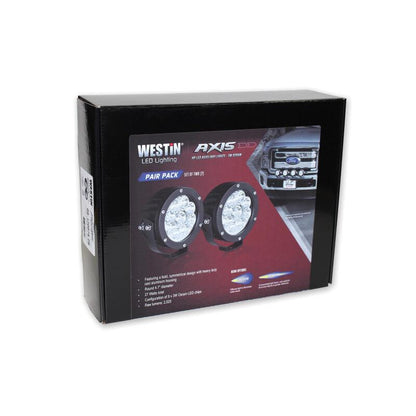 Westin Axis LED Auxiliary Light 4.75 inch Round Flood w/3W Osram (Set of 2) - Black 09-12007B-PR 09-12007B-PR Photo - in package