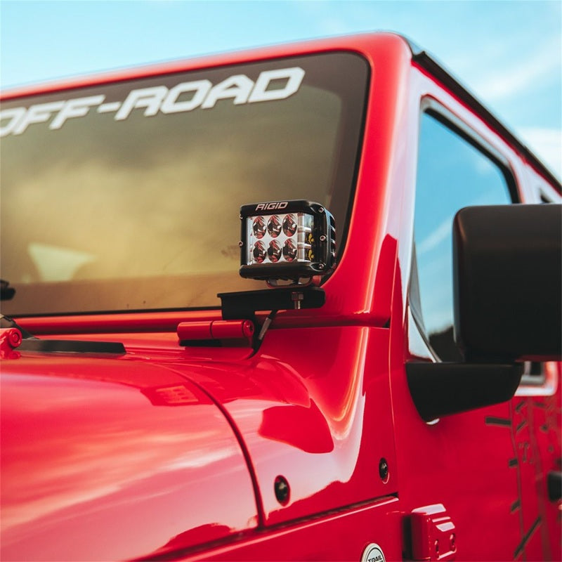 Rigid Industries 2018 Wrangler JL A-Pillar Mount Fits 2 D-Series, 2 D-SS, 2 SR-M, or 2 Ignites 41659 41659 Photo - Mounted