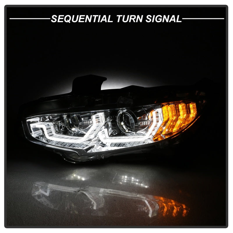 Spyder 16-18 Honda Civic 4Dr w/LED Seq Turn Sig Lights Proj Headlight - Chrome - PRO-YD-HC16-SEQ-C 5086082 5086082 Photo - Unmounted