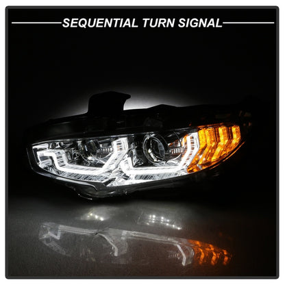 Spyder 16-18 Honda Civic 4Dr w/LED Seq Turn Sig Lights Proj Headlight - Chrome - PRO-YD-HC16-SEQ-C 5086082 5086082 Photo - Unmounted