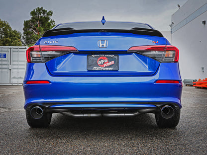 aFe POWER Takeda 22-23 Honda Civic Si I4-1.5L (t) 2.5in to 3in 304 SS CB Exhaust - Blue Flame Tips 49-36630-L 49-36630-L Photo - Mounted