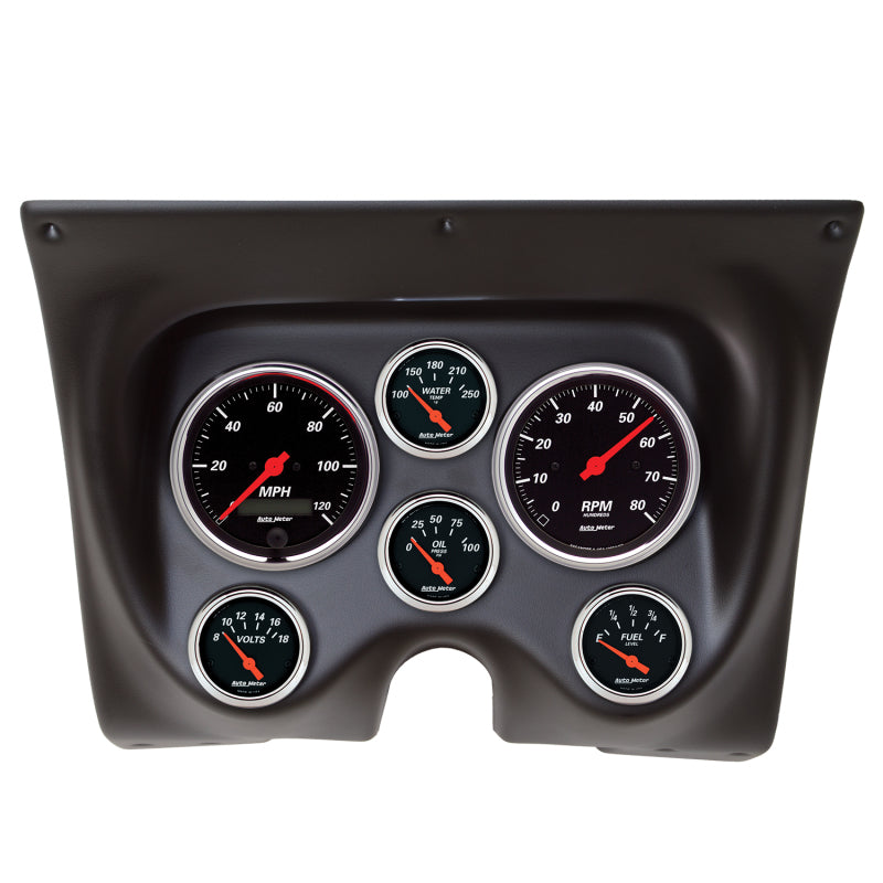 Autometer Designer Black 67-68 Camaro/Firebird Dash Kit 6pc Tach / MPH / Fuel / Oil / WTMP / Volt 7020-DB 7020-DB Photo - Primary