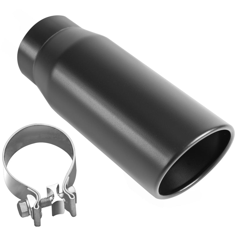 Magnaflow Tip Black Coated  w/ Clamp Single Wall Round Outlet 4in Diameter 3in Inlet 12in Length 35236 35236 Photo - Primary