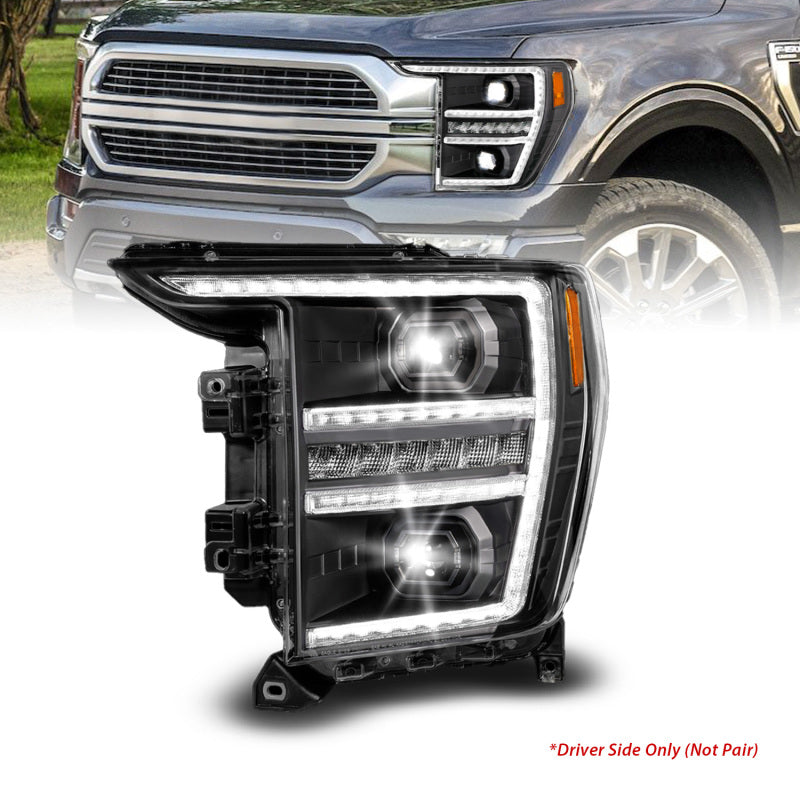 ANZO 21-23 Ford F150 LED Projector Headlight w/Switchback+Sequential - Black (Driver Side Only) 111594-L 111594-L Photo - Primary