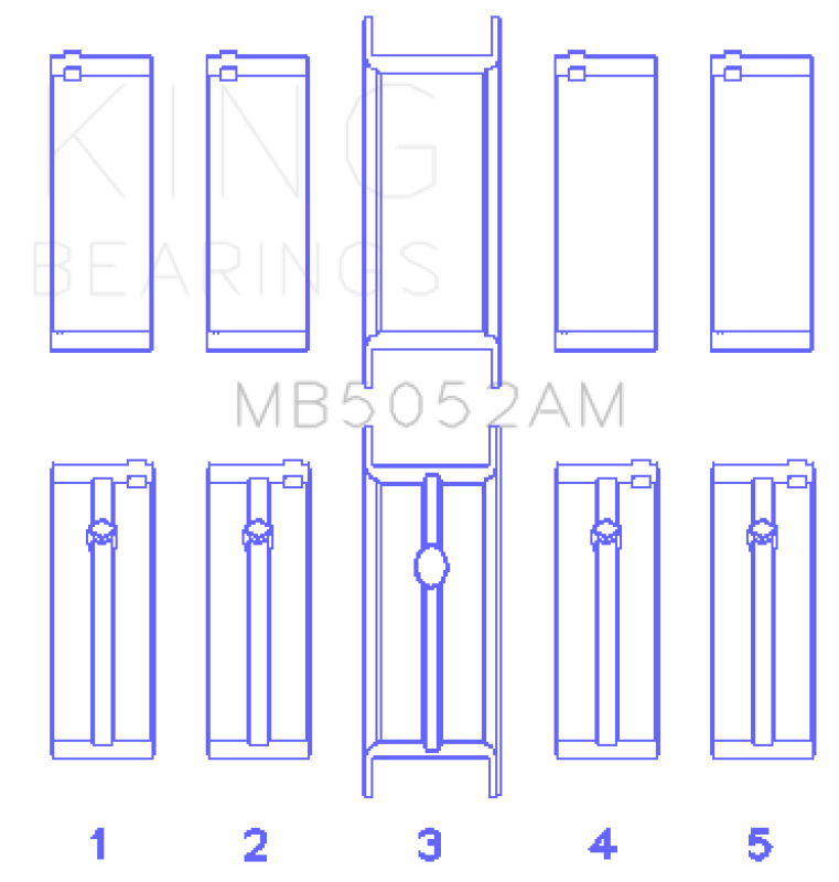 King Engine Bearings King Chrysler/Mitsubishi 122ci 2.0L (Size 0.5) Main Bearing Set MB5052AM0.5 MB5052AM0.5 Photo - Primary