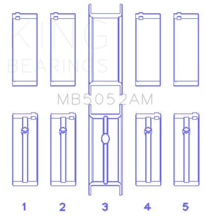 King Engine Bearings King Chrysler/Mitsubishi 122ci 2.0L (Size 0.25) Main Bearing Set MB5052AM0.25 MB5052AM0.25 Photo - Primary