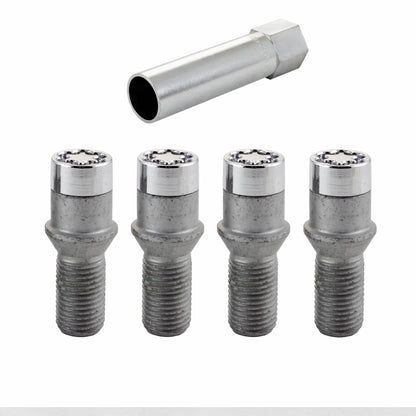 McGard Wheel Lock Bolt Set - 4pk. (Tuner / Cone Seat) M14X1.5 / 17mm Hex / 28.6mm Shank L. - Chrome 27201 27201 Photo - out of package