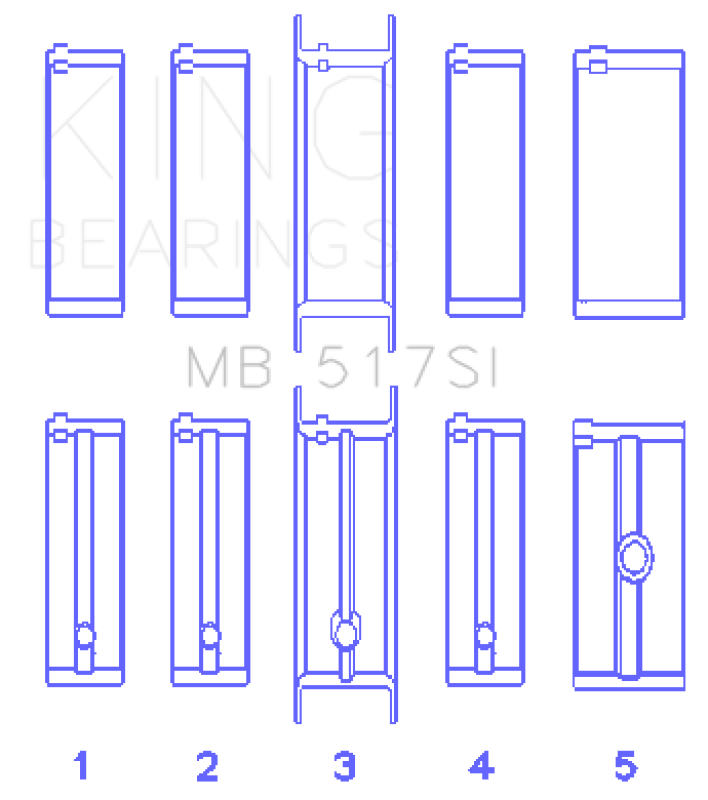 King Engine Bearings King Chrysler 360 / 360CI 5.9L V8 (Size .010) Main Bearing Set MB517SI010 MB517SI010 Photo - Primary
