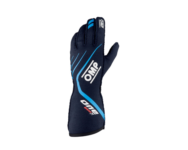OMP One Evo X Gloves Navy Blue/Cyan - Size XL (Fia 8856-2018) IB0-0771-A01-244-XL IB0-0771-A01-244-XL Photo - Primary