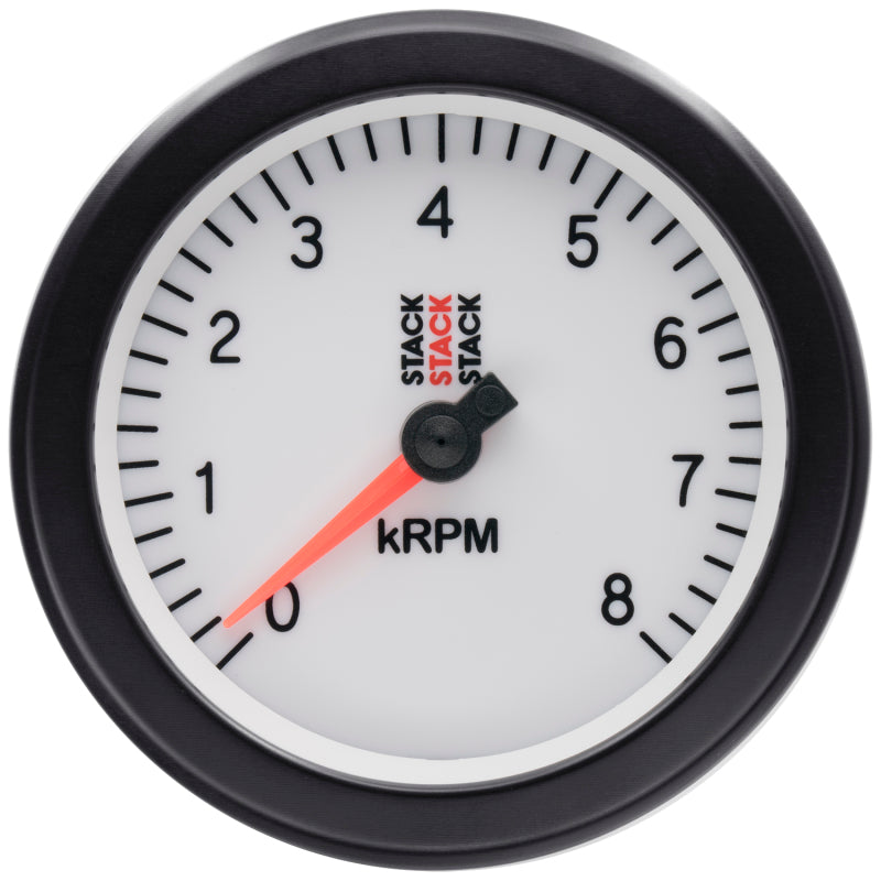 Autometer Stack Sport 88mm 0-8K RPM Tachometer - White ST100-08W ST100-08W Photo - Primary