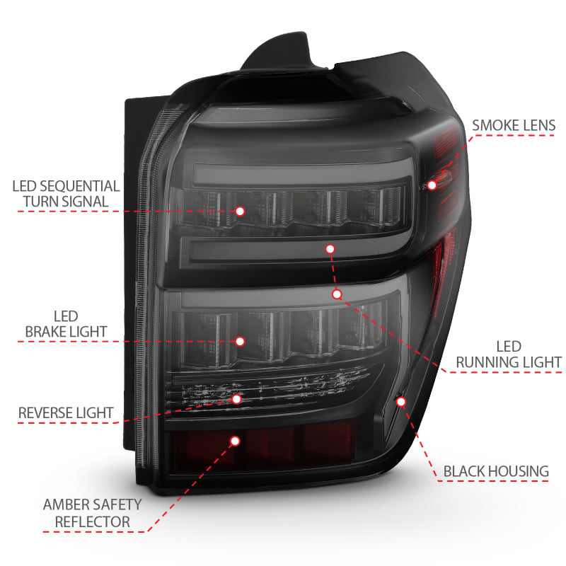 ANZO 2014-2020 Toyota 4Runner T.L Black Housing Smoke Lens Red Light Bar W/Sequential 311312 311312 Photo - out of package