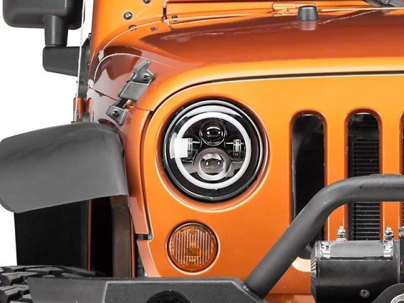 Raxiom 97-18 Jeep Wrangler TJ/JK Axial Halo Headlights w/ DRL Amber Signals- Blk Hsng (Clear Lens) J108037 J108037 User 1