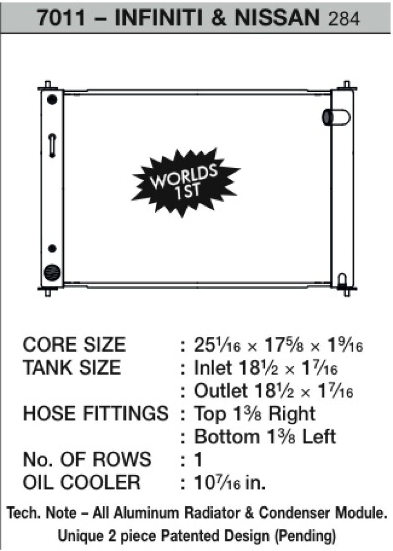 CSF 08-13 Nissan 370Z () Infiniti G37) Module - Automatic 7011 Technical Drawing