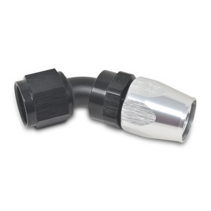 Russell Performance -4 AN Black/Silver 45 Degree Full Flow Hose End 610083 610083 Photo - out of package