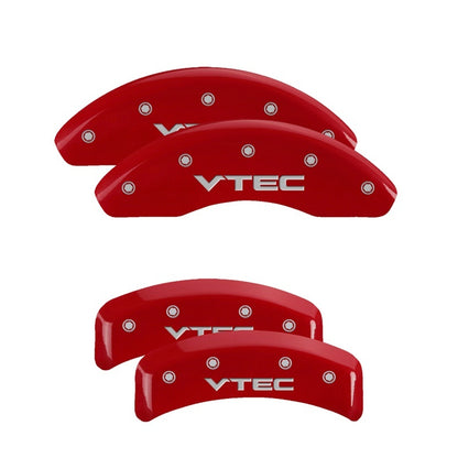 MGP 4 Caliper Covers Engraved Front & Rear Vtech Red finish silver ch 20076SVTCRD 20076SVTCRD Photo - Primary