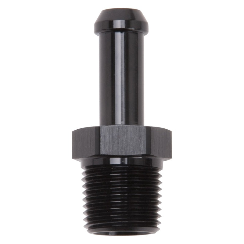 Edelbrock Hose End, Straight, 3/8" NPT to 3/8" Barb, Black Anodize 8117 Photo - Primary