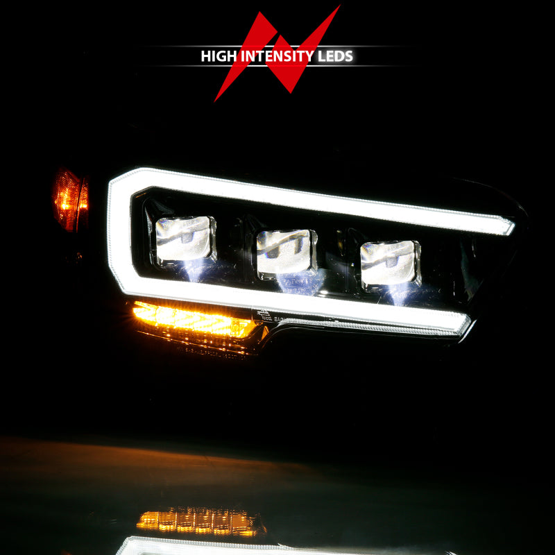 ANZO 2016-2018 Toyota Tacoma LED Projector Headlights Plank Style Black w/ Amber 111496 111496 Photo - Unmounted
