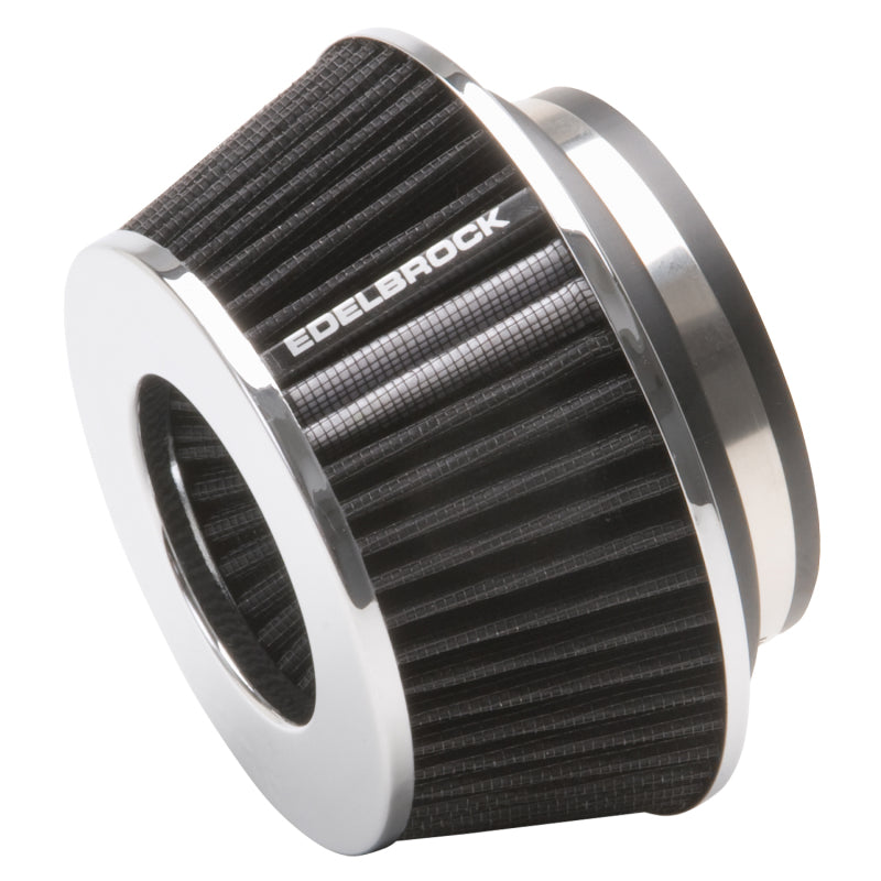 Edelbrock Air Filter, Pro-Flo Series, Conical, 3.7" Tall, Black/Chrome 43610 Photo - Primary