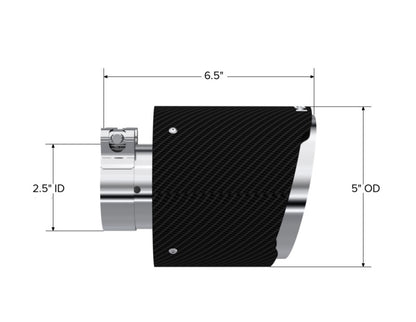 MBRP Universal Carbon Fiber Tip 2.5in ID / 5in OD Out / 6.5in Length Angle Cut Dual Wall T5190CF T5190CF Photo - Unmounted