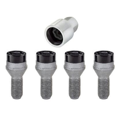 McGard Wheel Lock Bolt Set - 4pk. (Cone Seat) M12X1.25 / 17mm Hex / 22.0mm Shank Length - Black 27316 27316 Photo - out of package