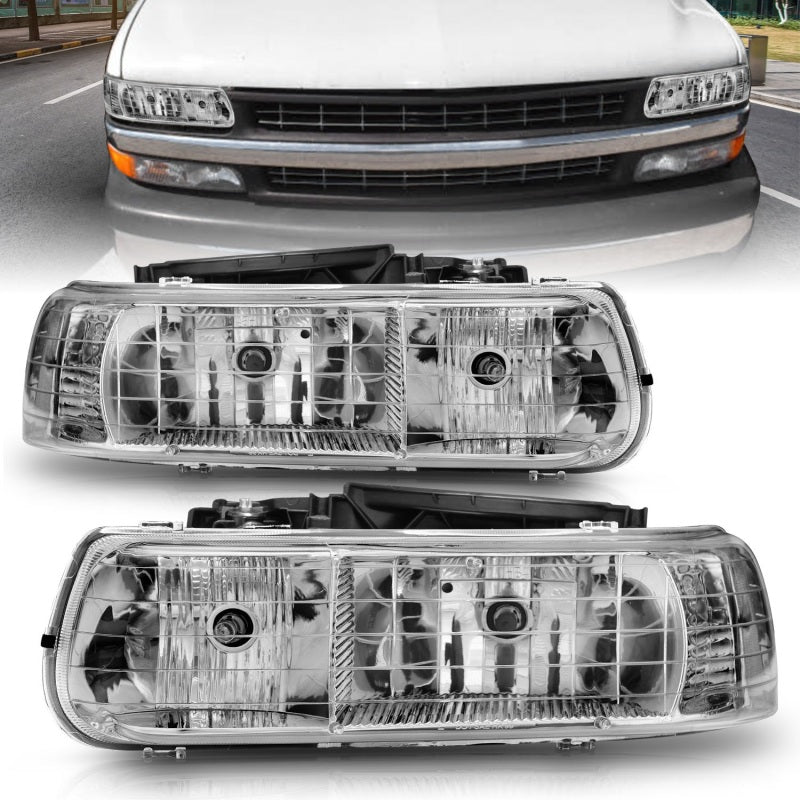 Anzo 1999-2002 Chevrolet Silverado 1500 Crystal Headlights Chrome 111011 Photo - Primary