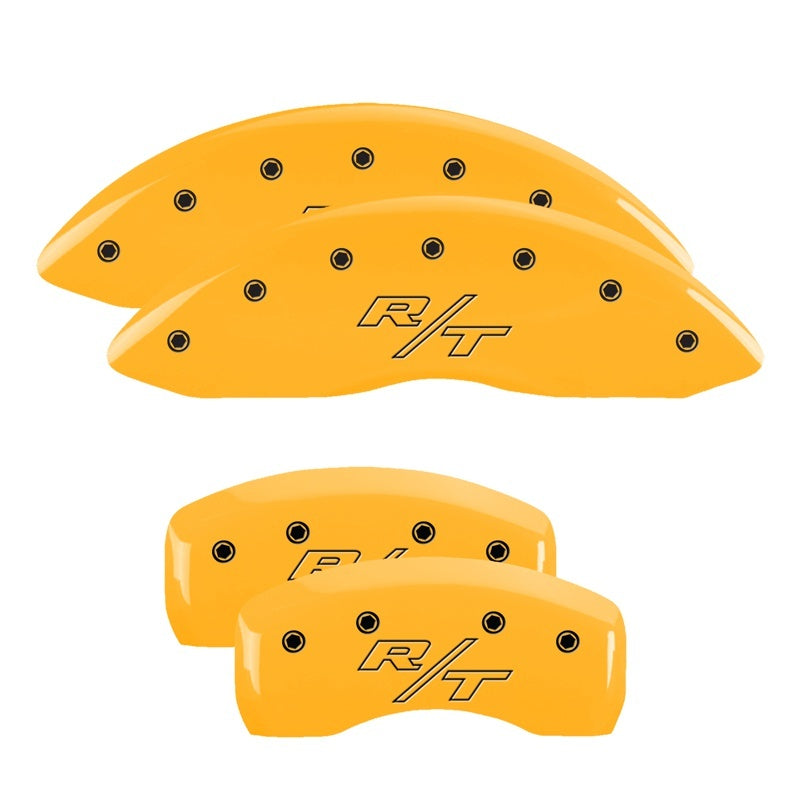 MGP 4 Caliper Covers Engraved Front & Rear Vintage Style/RT Yellow finish black ch 12192SRTRYL 12192SRTRYL Photo - Primary