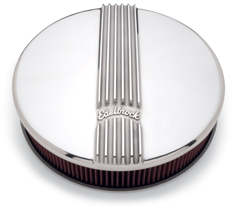 Edelbrock Air Cleaner, Classic Series, Round, Aluminum Top, Cloth Element, 14" D 4117 Photo - Unmounted