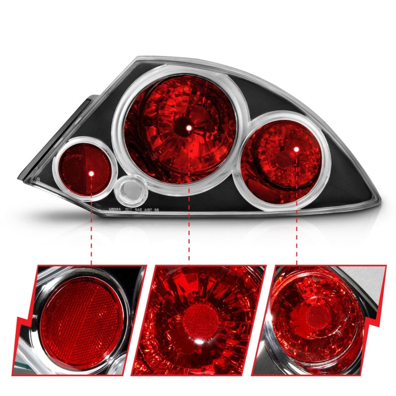 Anzo 2000-2005 Mitsubishi Eclipse Taillights Black 221081 Photo - Unmounted