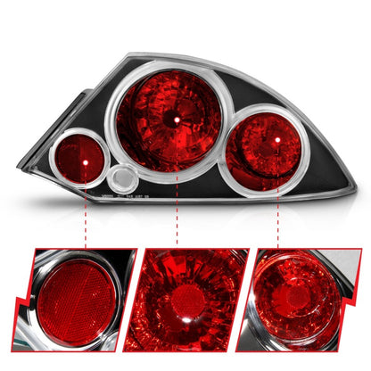 Anzo 2000-2005 Mitsubishi Eclipse Taillights Black 221081 Photo - Unmounted