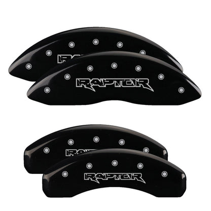 MGP 4 Caliper Covers Engraved Front & Rear Raptor Black finish silver ch 10213SRPTBK 10213SRPTBK Photo - Primary