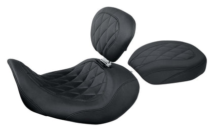 Mustang Motorcycle Mustang 06-17 Harley Dyna Wide Tripper Forward Passenger Seat Diamond Stitch - Black 76705 76705 Photo - Primary