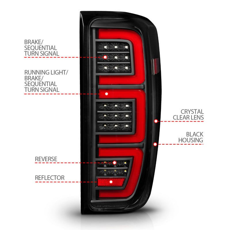 ANZO 19-23 GMC Sierra 1500/2500HD/3500HD Black Replacement Full LED Bar Tail Light 311459 311459 User 3