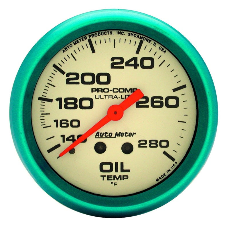 Autometer Gauge, Oil Temp, 2 5/8", 140-280 deg. F, Mech., Glow in the Dark, 4541 Photo - Primary
