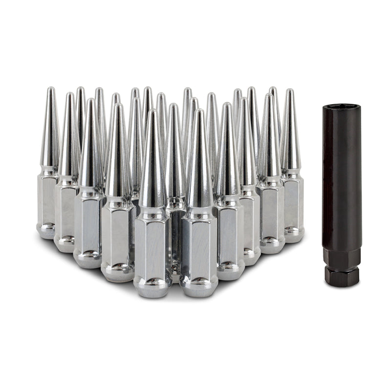 Mishimoto Mishimoto Steel Spiked Lug Nuts M12 x 1.5 24pc Set Chrome MMLG-SP1215-24CH MMLG-SP1215-24CH Photo - Primary