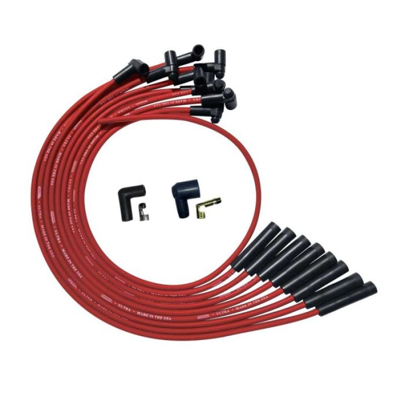 Moroso BBC Over Valve Cover Str Plug Boots HEI Sleeved Ultra Spark Plug Wire Set - Red 52540 52540 User 1