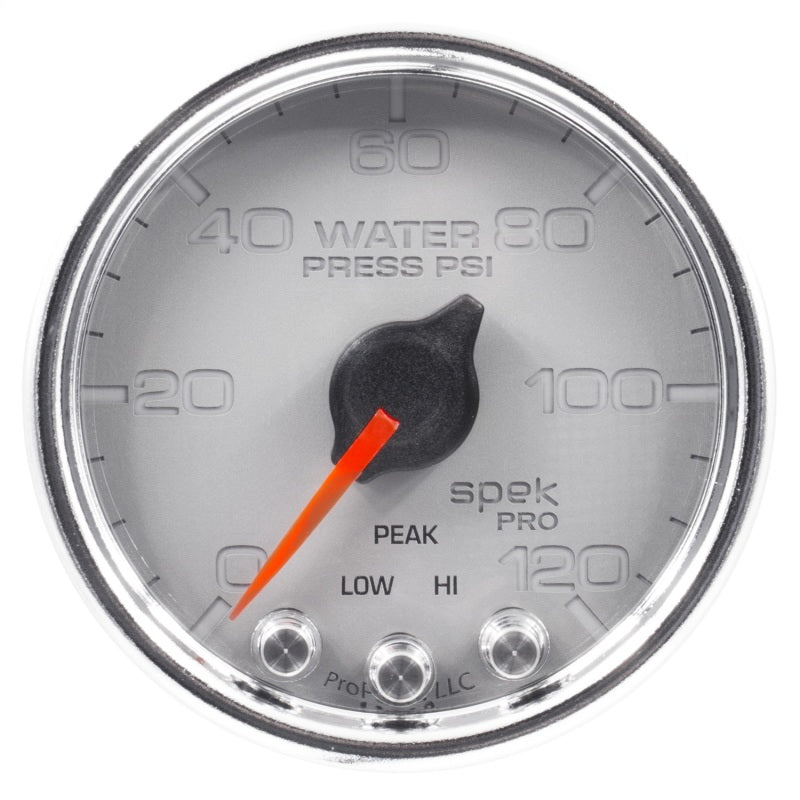 Autometer Spek-Pro Gauge Water Press 2 1/16in 120psi Stepper Motor W/Peak & Warn Slvr/Chrm P34521 P34521 User 2