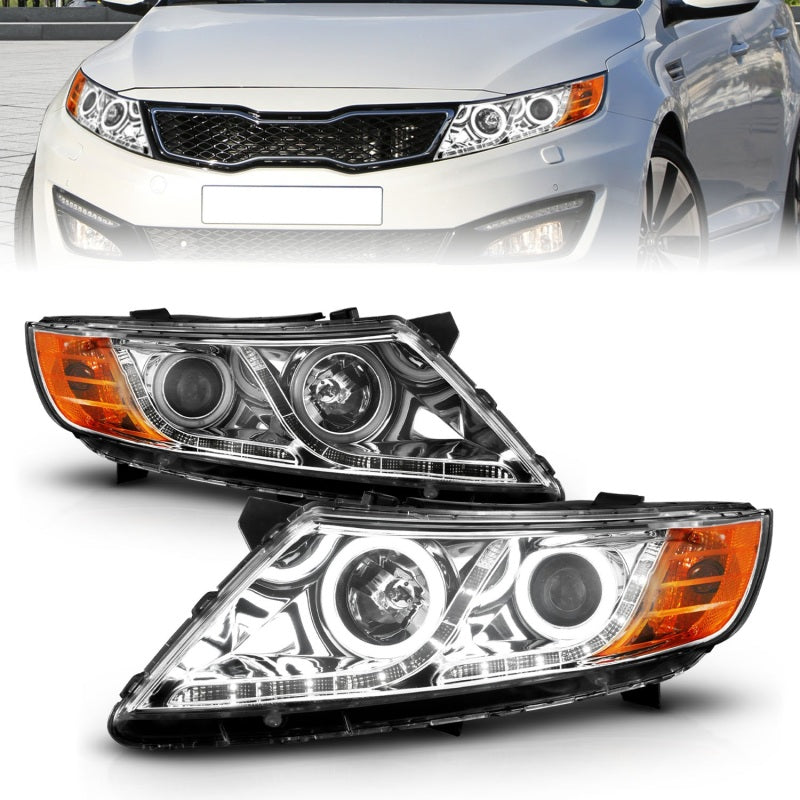 Anzo 2011-2013 Kia Optima Projector Headlights w/ Halo Chrome (CCFL) 121459 Photo - Primary