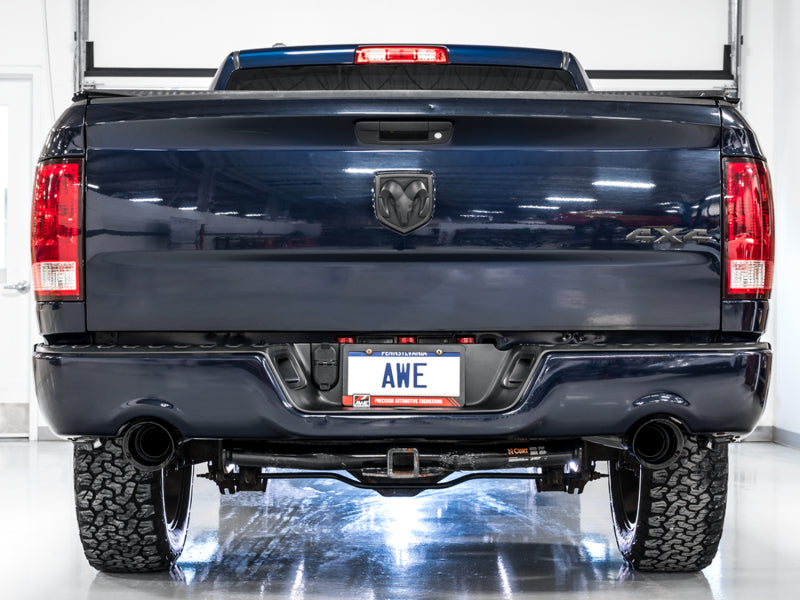 AWE Tuning 09-18 RAM 1500 5.7L (w/Cutouts) 0FG Dual Rear Exit Cat-Back Exhaust - Diamond Black Tips 3015-33004 3015-33004 Photo - out of package