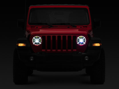 Raxiom 18-22 Jeep Wrangler JL/ JT 9-Inch LED Headlights w/ DRL and Halo- Black Housing (Clear Lens) J137646 J137646 Photo - Close Up