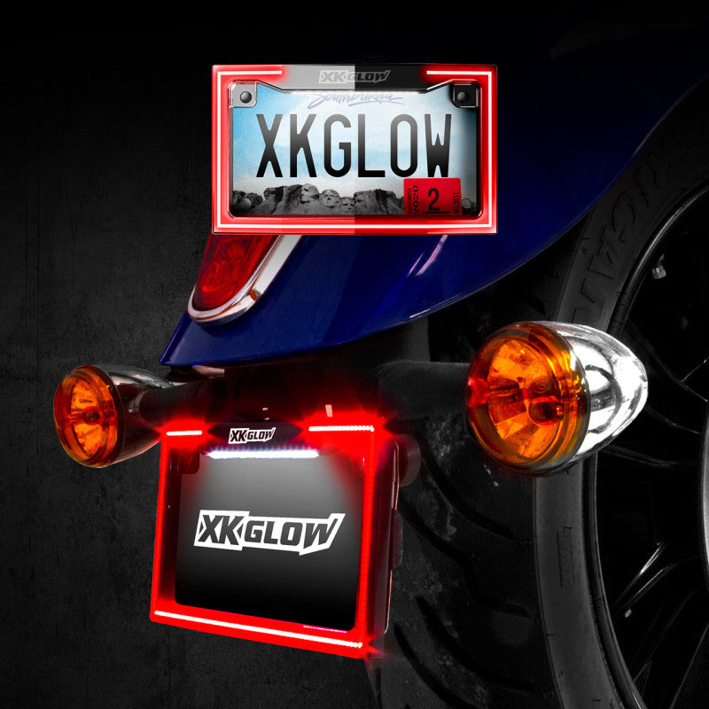 XKGLOW XK Glow Motorcycle License Plate Frame Light w/ Turn Signal - Black XK034018-B