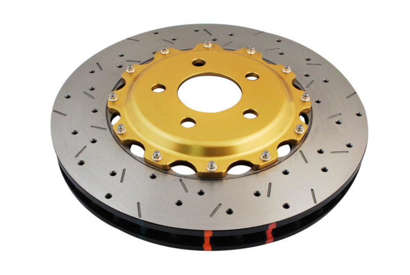 DBA 04-07 STi/2017 BRZ w/Perf. Pkg. 10 Hole Front Drilled/Slotted 5000 Series 2 Pc Rotor w/Gold Hat 5654GLDXS-10 5654GLDXS-10 Photo - out of package