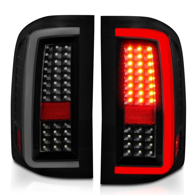 ANZO 2007-2013 Chevrolet Silverado1500/ 2500/ 3500 LED Tail Lights w/ Light Bar Black Housing Smoke 311381 311381 Photo - Unmounted