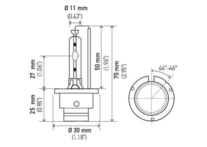 Hella Xenon D2S Bulb P32-2d 85V 35W 4300k D2S 4300 K D2S 4300 K Technical Drawing