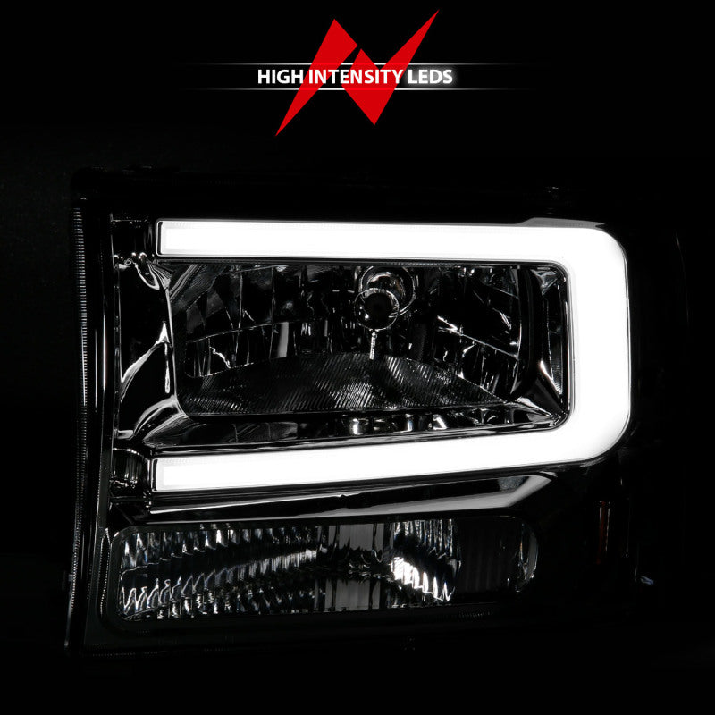 ANZO 99-04 Ford F250/F350/F450/Excursion (excl. 99) Crystal Headlights - w/ Light Bar Chrome Housing 111550 111550 Photo - Unmounted