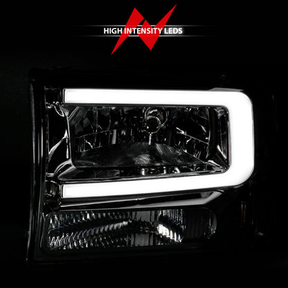 ANZO 99-04 Ford F250/F350/F450/Excursion (excl. 99) Crystal Headlights - w/ Light Bar Chrome Housing 111550 111550 Photo - Unmounted