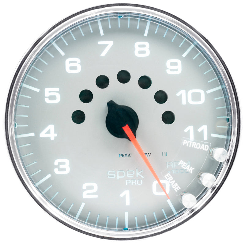 Autometer Spek-Pro Gauge Tachometer 5in 11K Rpm W/Shift Light & Peak Mem Silver/Chrome P23921 P23921 User 2